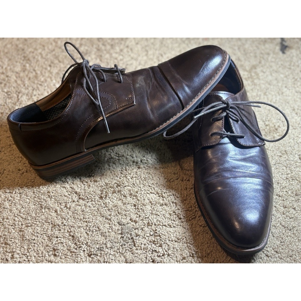 Steve Madden Dress Shoes Men 14M P-Reckon Cap Toe Lace Up Oxford Brown - Picture 2 of 6